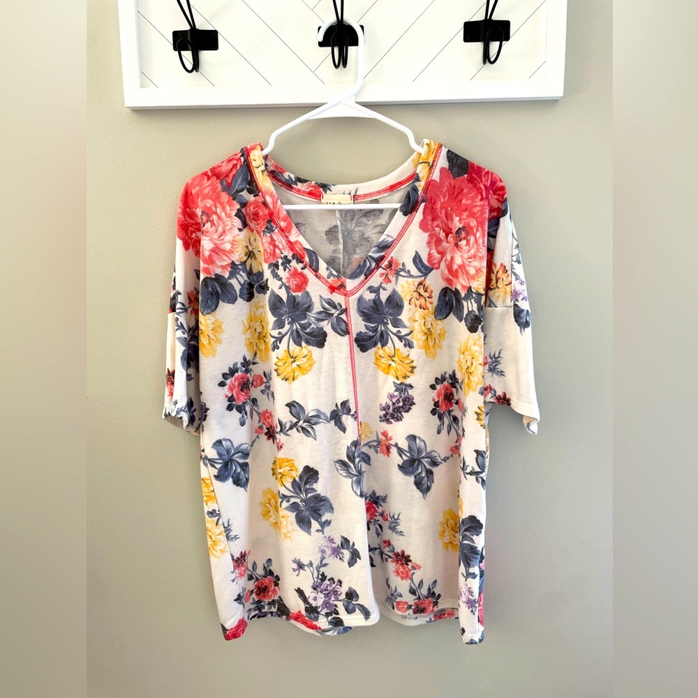 Floral oversize off the shoulder blouse